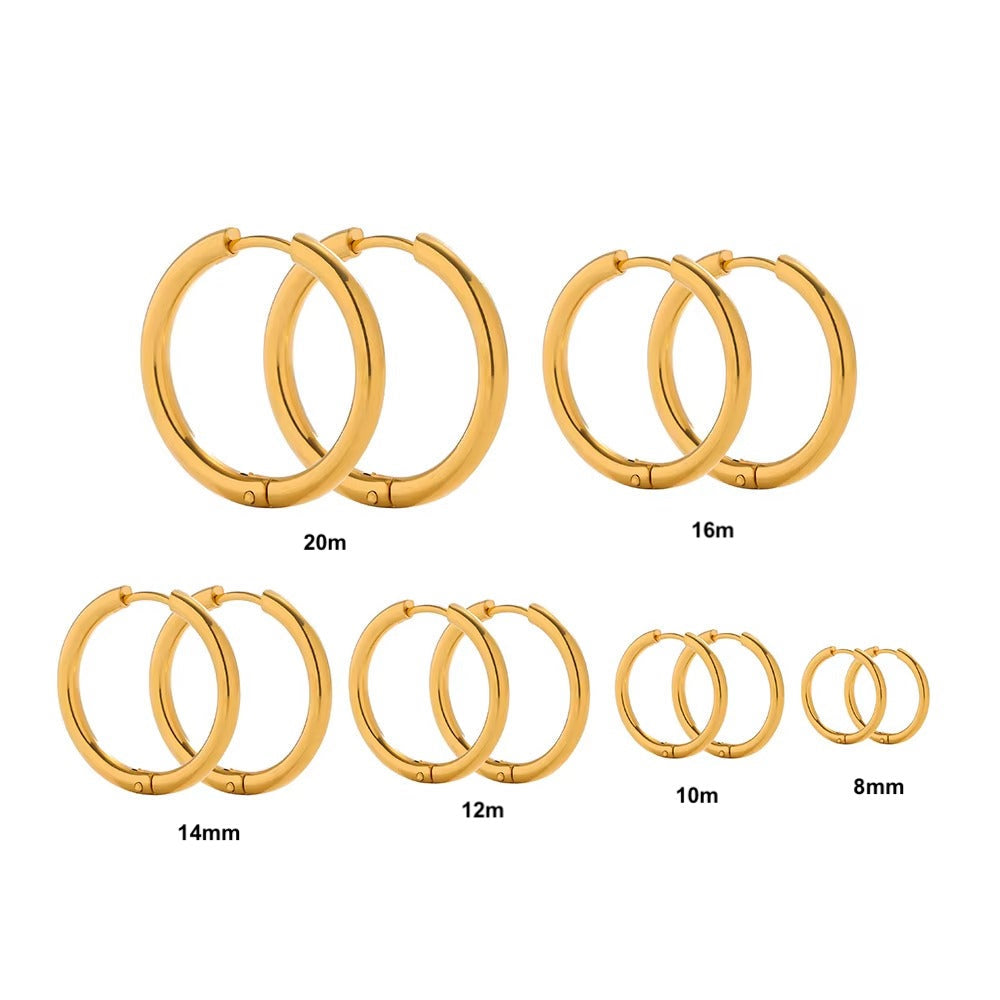 Tara Hoops | Waterproof 18K Gold 8mm To 20mm