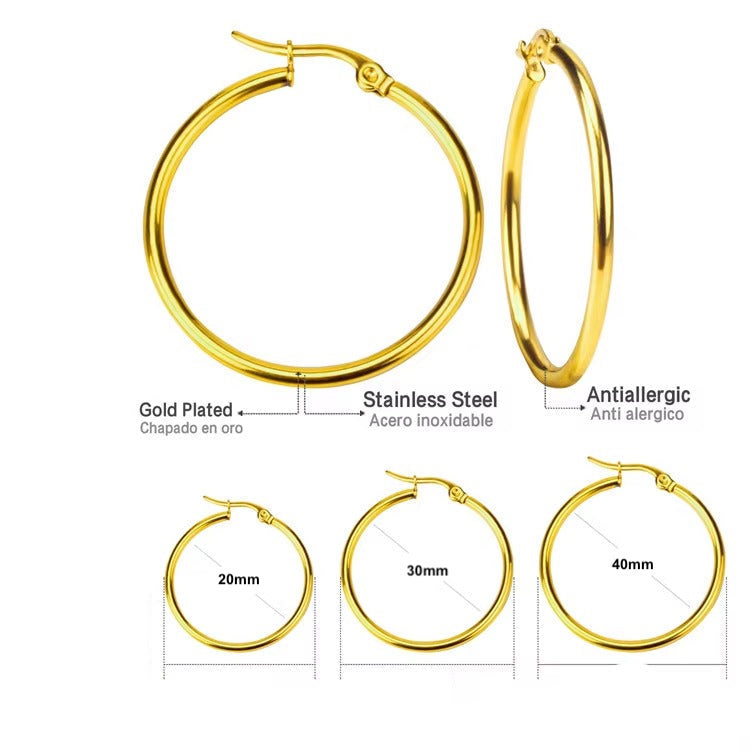 Prema Hoops | Waterproof 18K Gold 20mm To 70mm