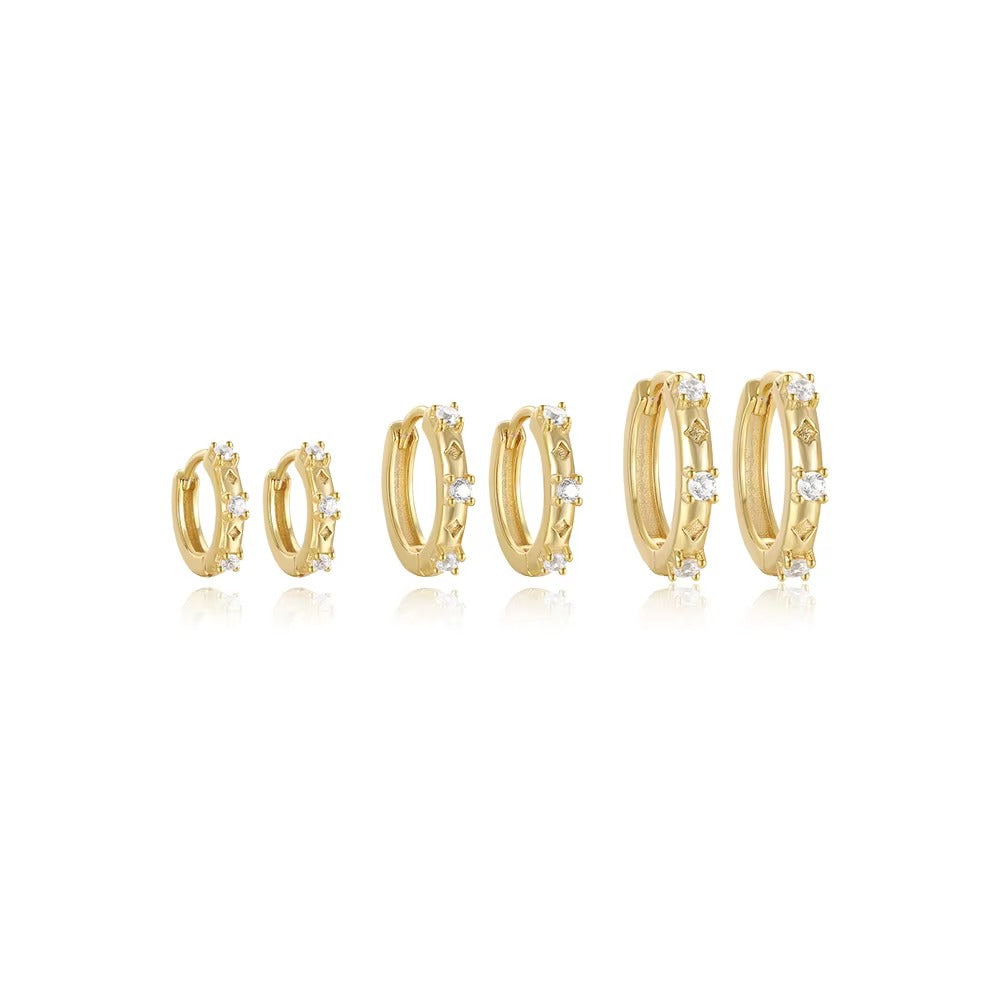 Fina	8mm Crystal	Hoops Earrings