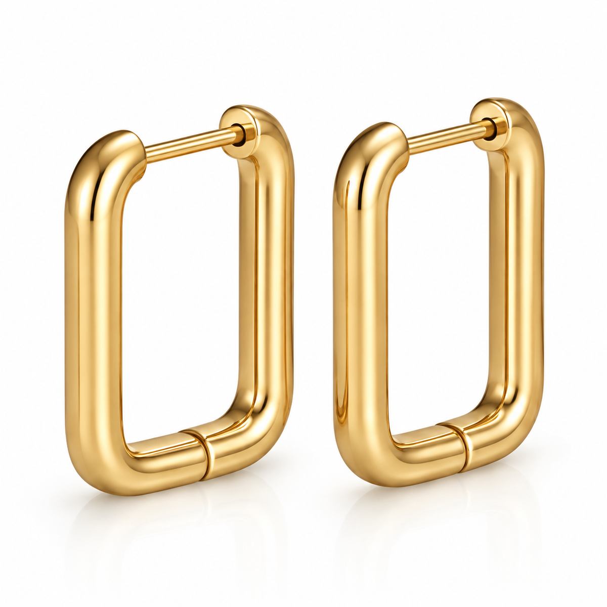 Marrisa Rectangular Hoops | Waterproof 18k Gold, Silver & Black