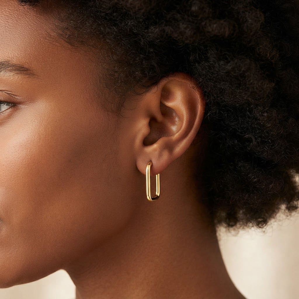 Marrisa Rectangular Hoops | Waterproof 18k Gold, Silver & Black