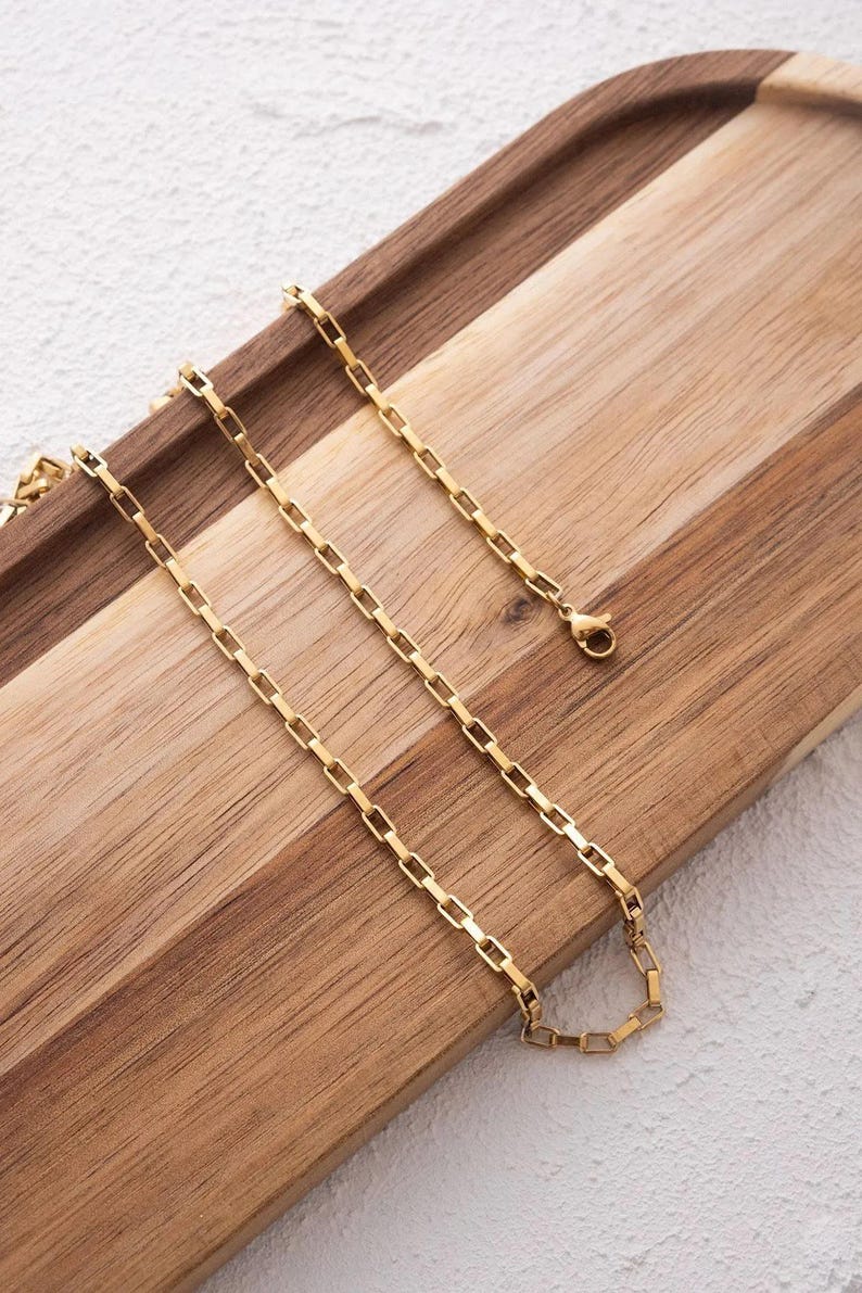 Selly 4mm Paperclip Chain Necklace | Waterproof 18k Gold & Silver