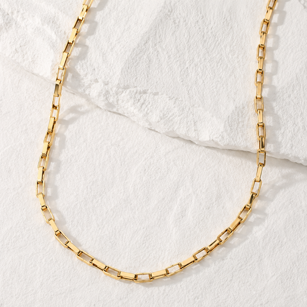 Selly 4mm Paperclip Chain Necklace | Waterproof 18k Gold & Silver
