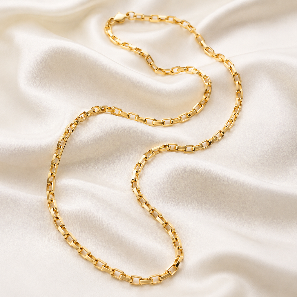 Selly 4mm Paperclip Chain Necklace | Waterproof 18k Gold & Silver