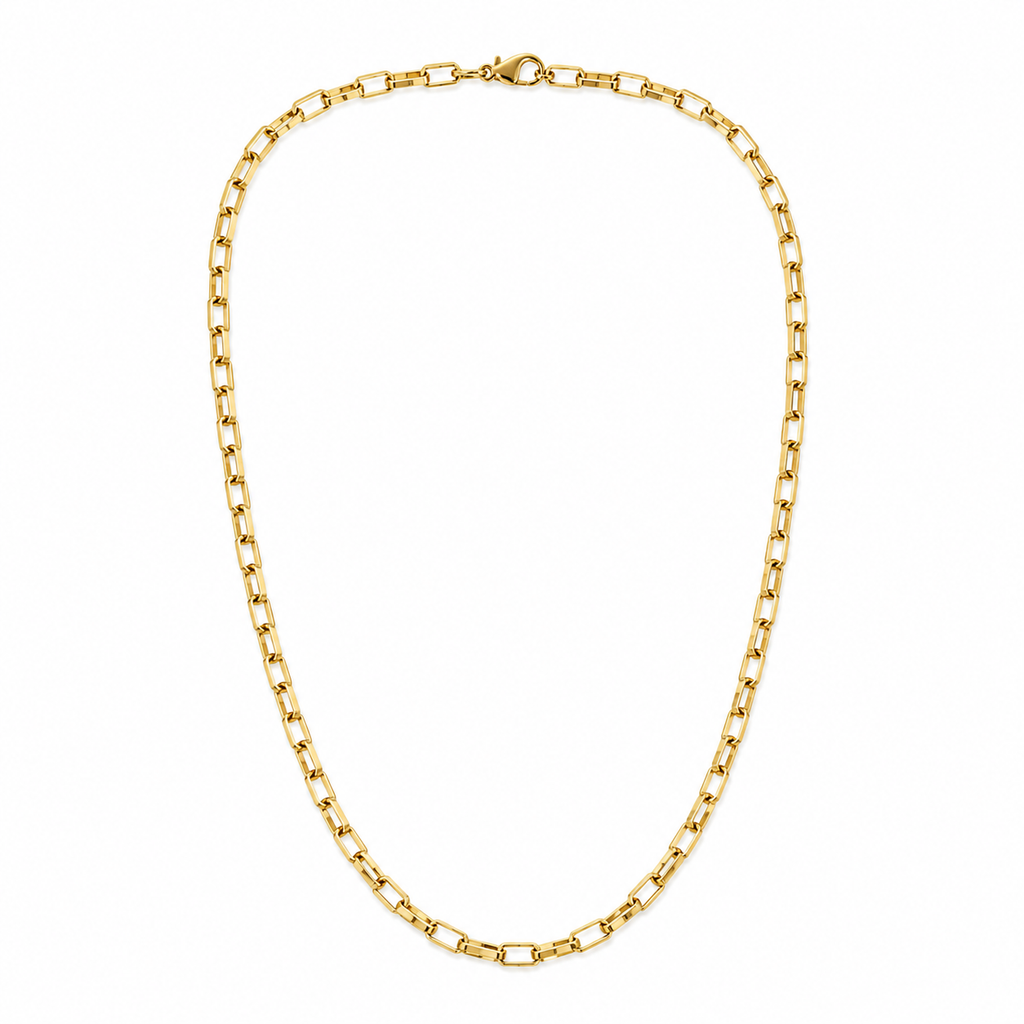 Selly 4mm Paperclip Chain Necklace | Waterproof 18k Gold & Silver