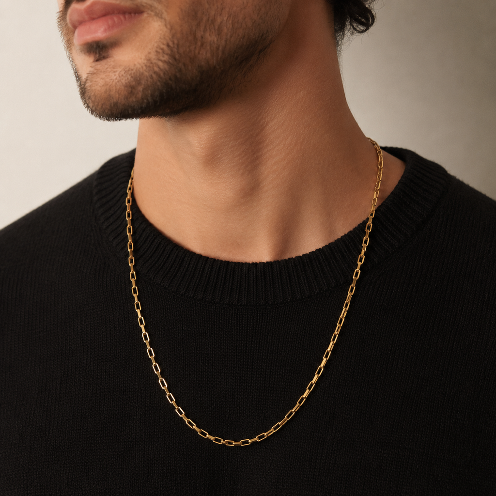 Selly 4mm Paperclip Chain Necklace | Waterproof 18k Gold & Silver