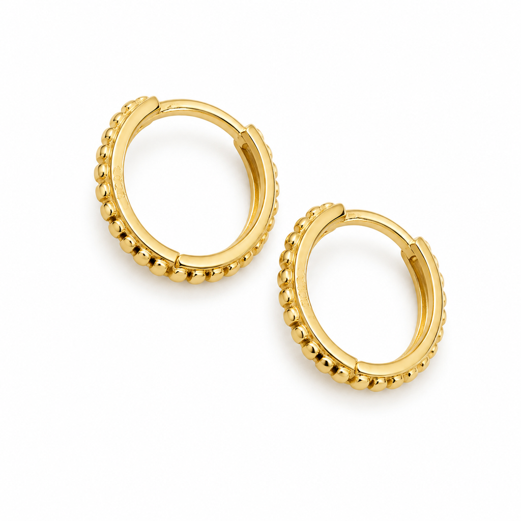 Ember Beaded Hoops Gold 10MM