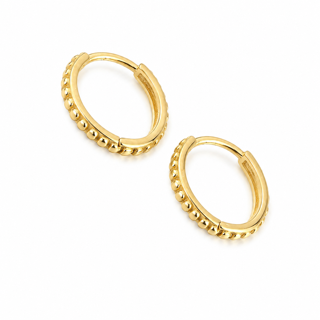 Ember Beaded Hoops Gold 10MM