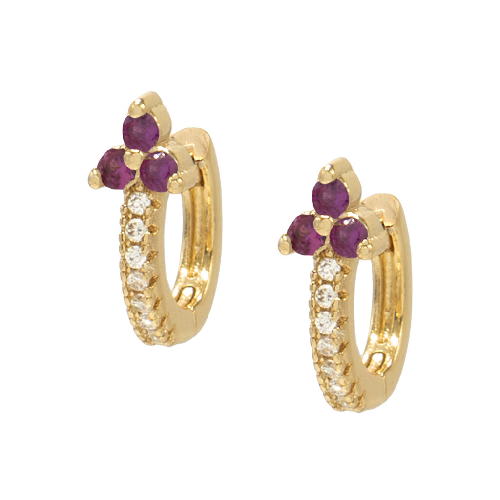 Sage Pink Clover Huggie Hoops