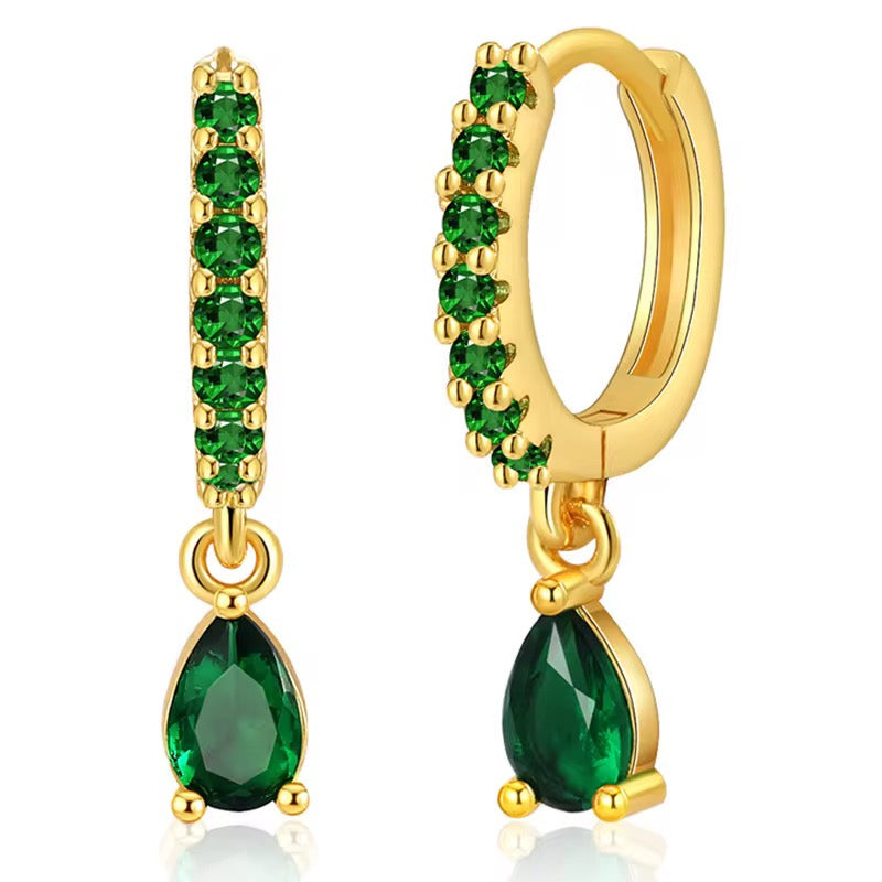 Quinn Emerald Green Drop Hoops
