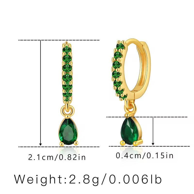 Quinn Emerald Green Drop Hoops