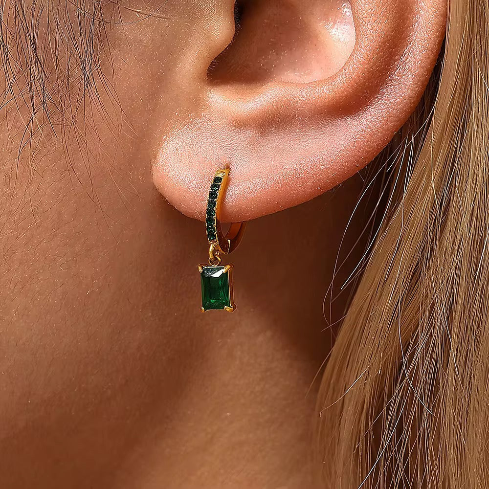 Mira Emerald Green Hoops