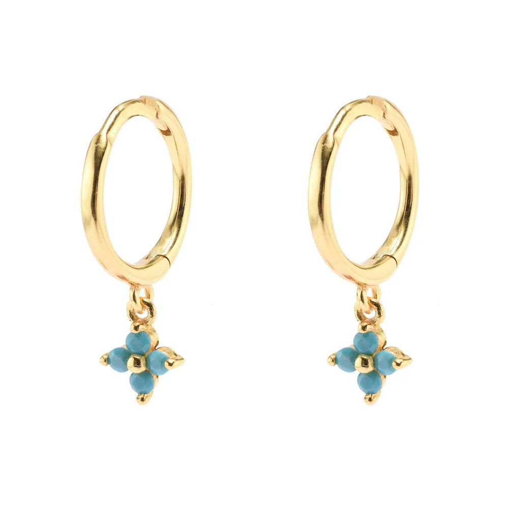 Skye Emerald Green Clover Charms Hoops