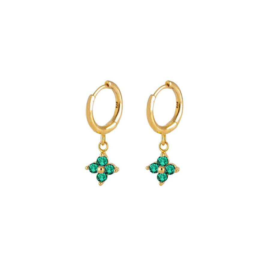 Skye Emerald Green Clover Charms Hoops