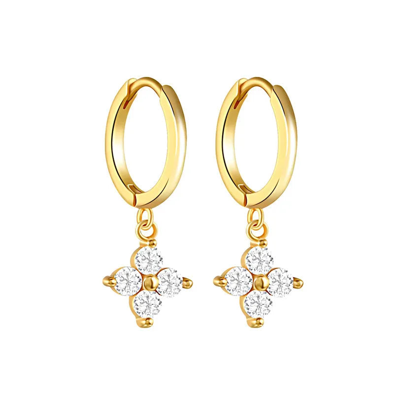 Skye Cubic Zirconia Clover Charm Hoops