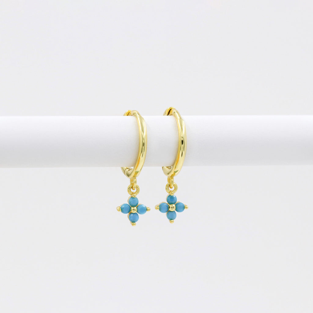 Skye Turquoise Clover Charm Hoops