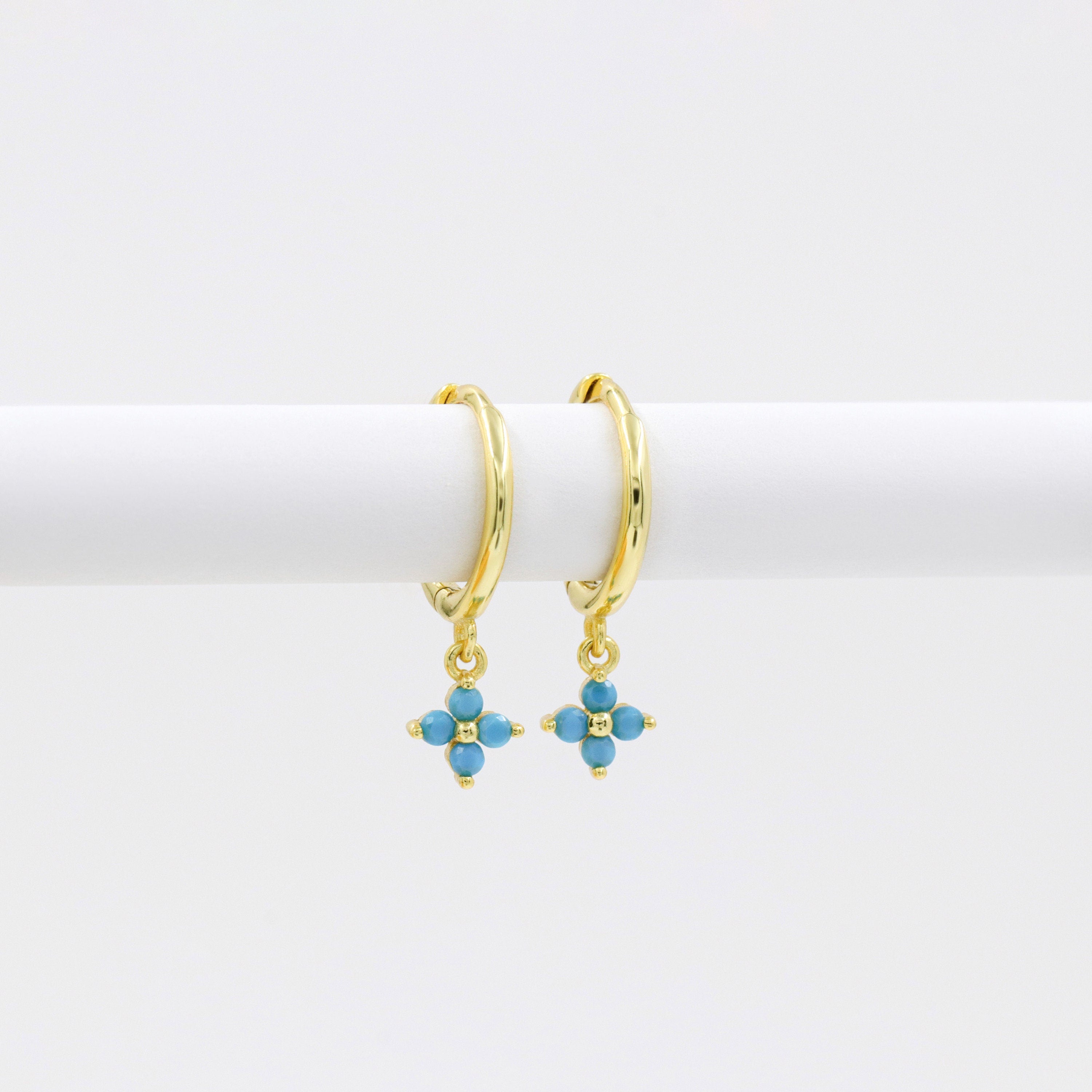 Skye Turquoise Clover Charm Hoops
