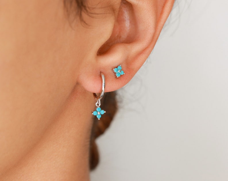 Skye Turquoise Clover Charm Hoops