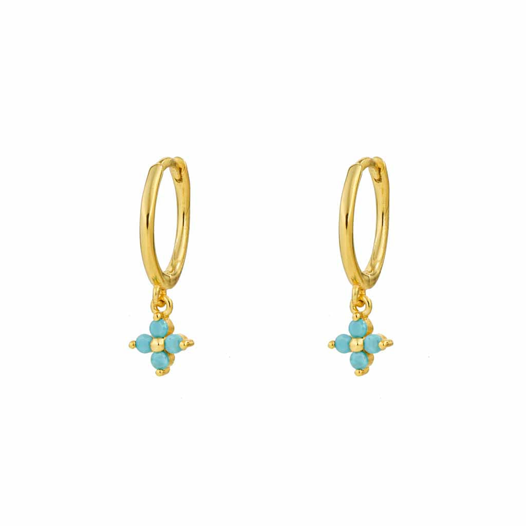 Skye Turquoise Clover Charm Hoops