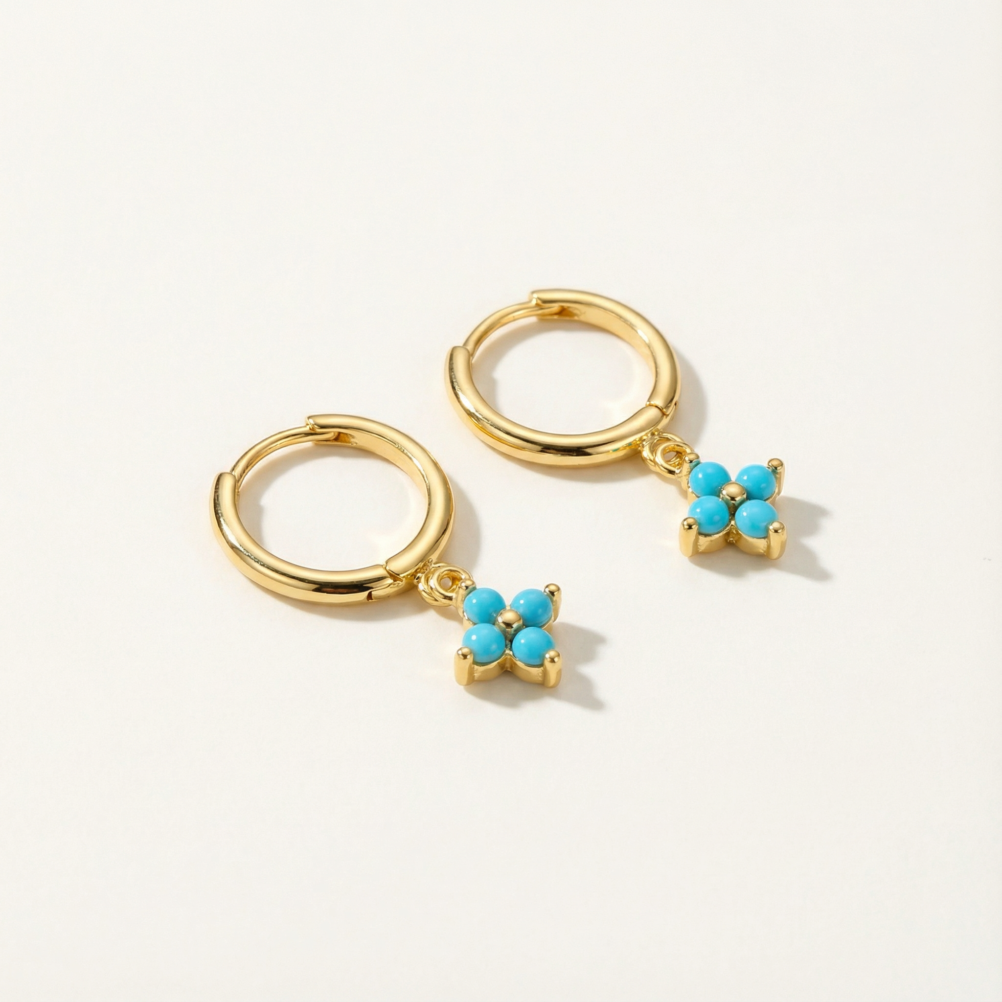 Skye Turquoise Clover Charm Hoops