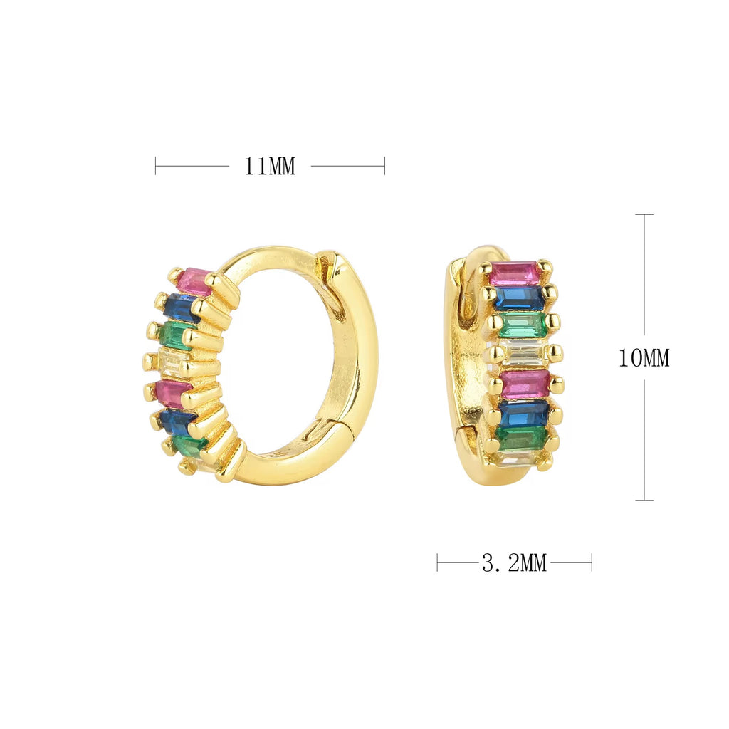 Reema Baguette Cut Rainbow Hoops