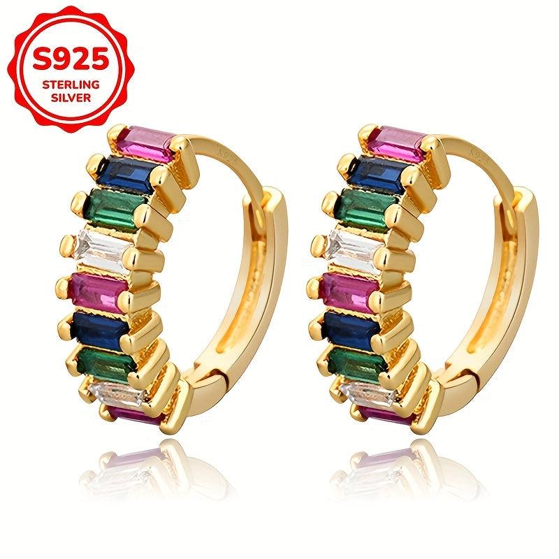 Reema Baguette Cut Rainbow Hoops