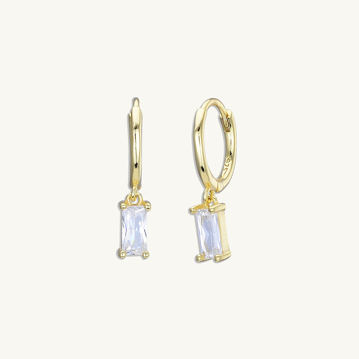 Bliss Baguette CZ Diamond Hoops