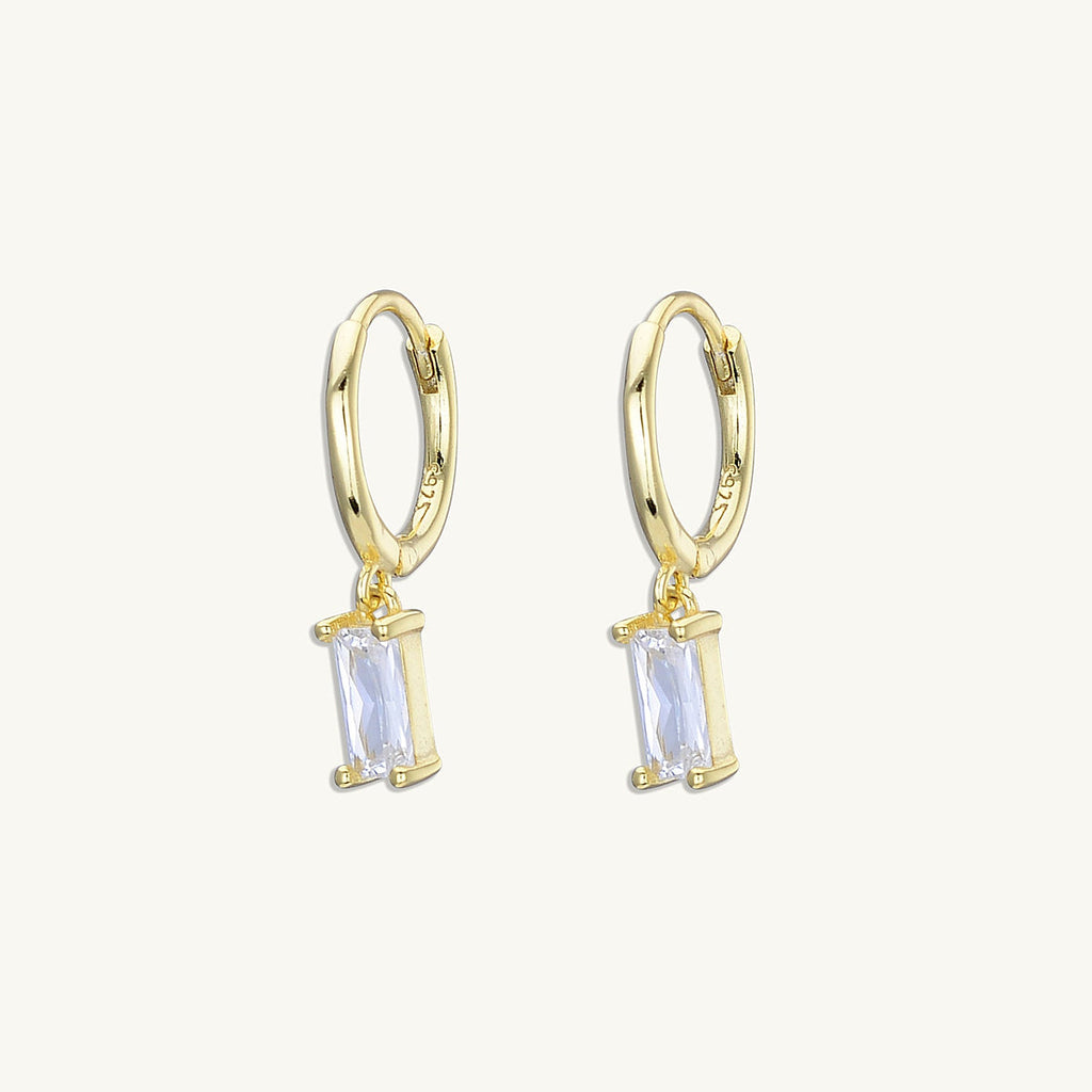 Bliss Baguette CZ Diamond Hoops