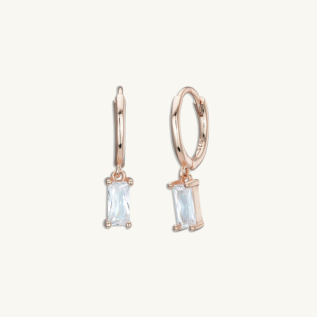 Bliss Baguette CZ Diamond Hoops