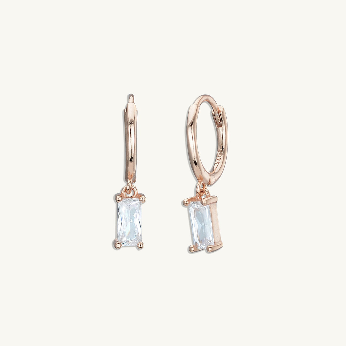 Bliss Baguette CZ Diamond Hoops
