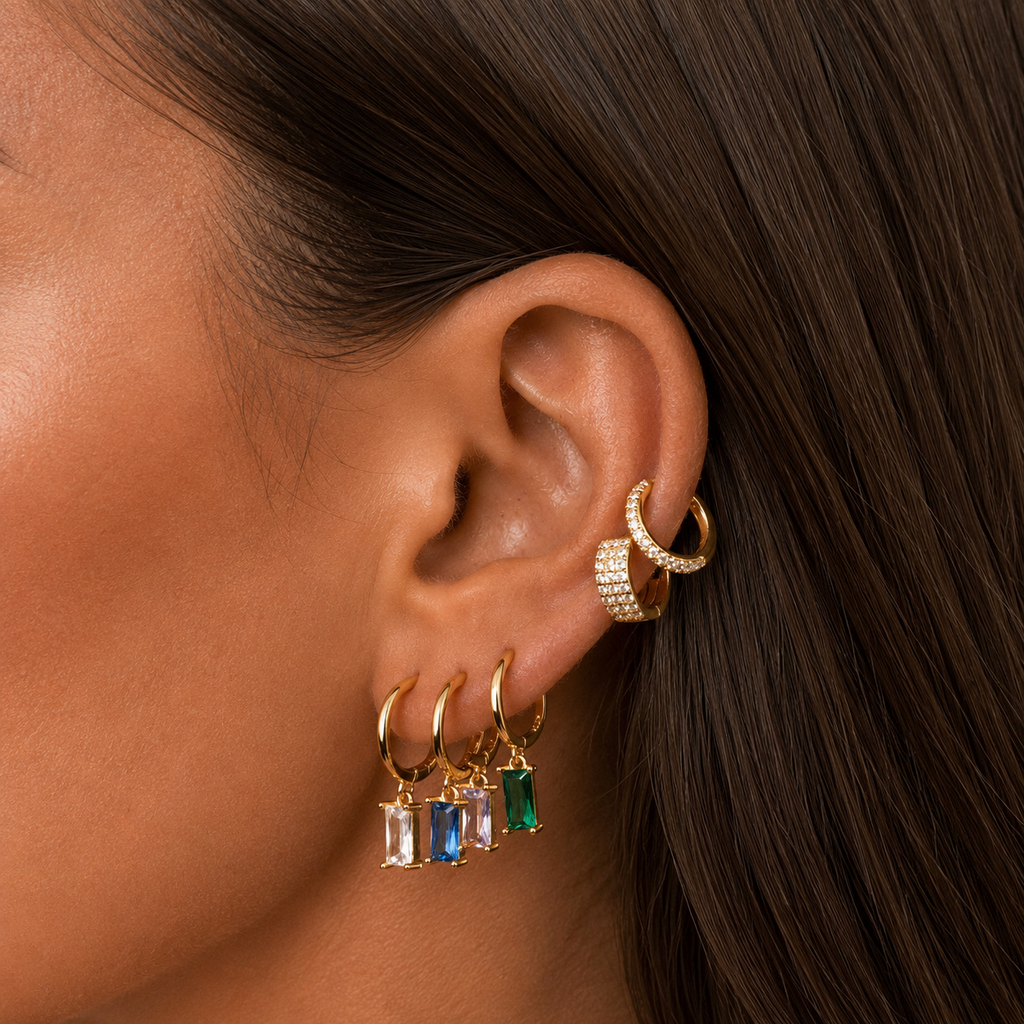 Bliss Baguette CZ Diamond Hoops