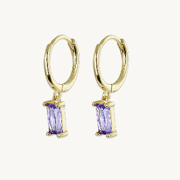 Bliss Purple Amethyst Baguette Hoops