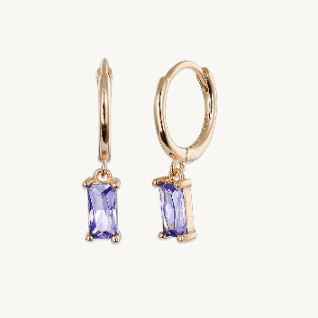 Bliss Purple Amethyst Baguette Hoops