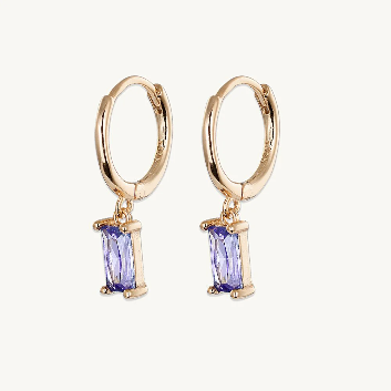 Bliss Purple Amethyst Baguette Hoops