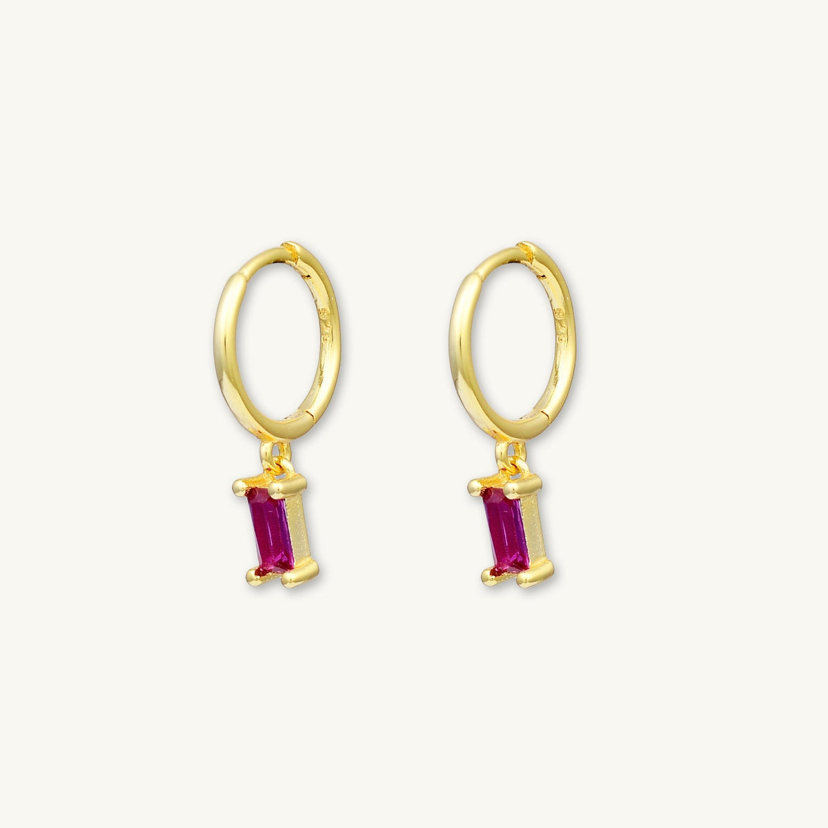 Bliss Pink Baguette Hoops