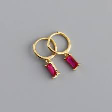 Bliss Pink Baguette Hoops