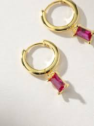 Bliss Pink Baguette Hoops