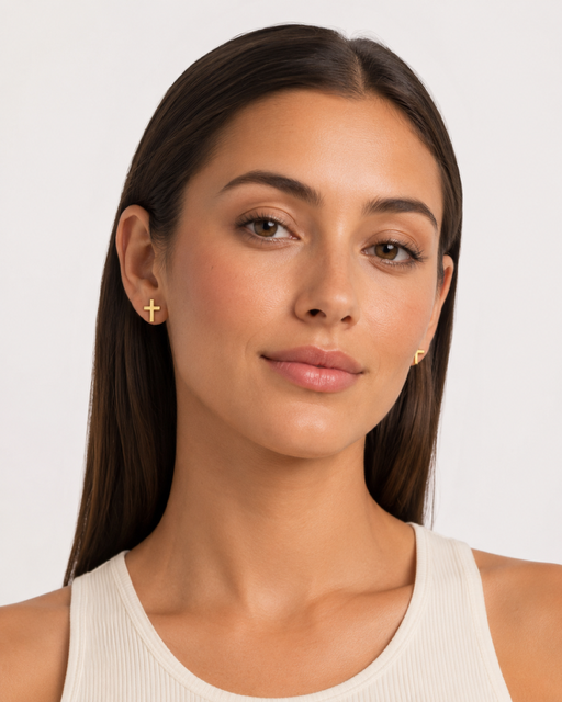 Allison Cross Faith Studs | Waterproof 18k Gold & Silver