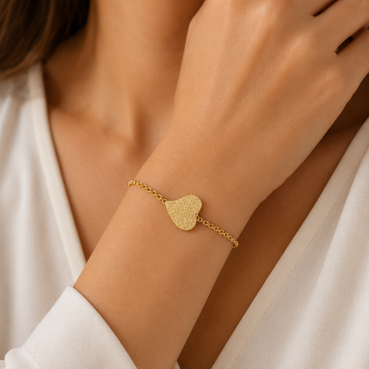 Hermis Love Heart Bracelet | Waterproof 18K Gold & Steel Silver