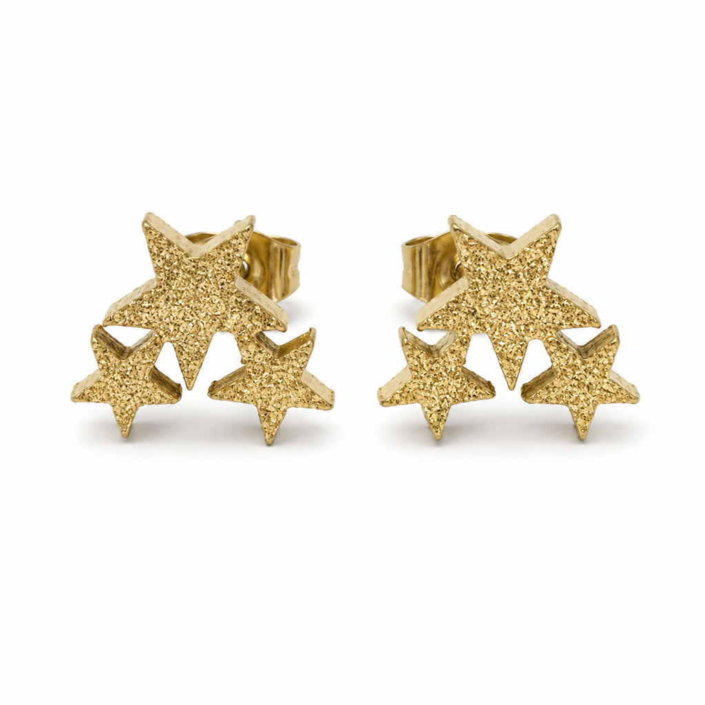 Ashlyn Triple Star Studs | Waterproof 18k Gold & Silver