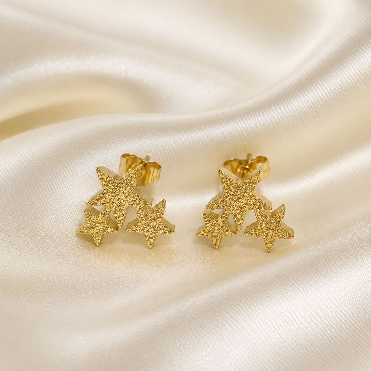 Ashlyn Triple Star Studs | Waterproof 18k Gold & Silver