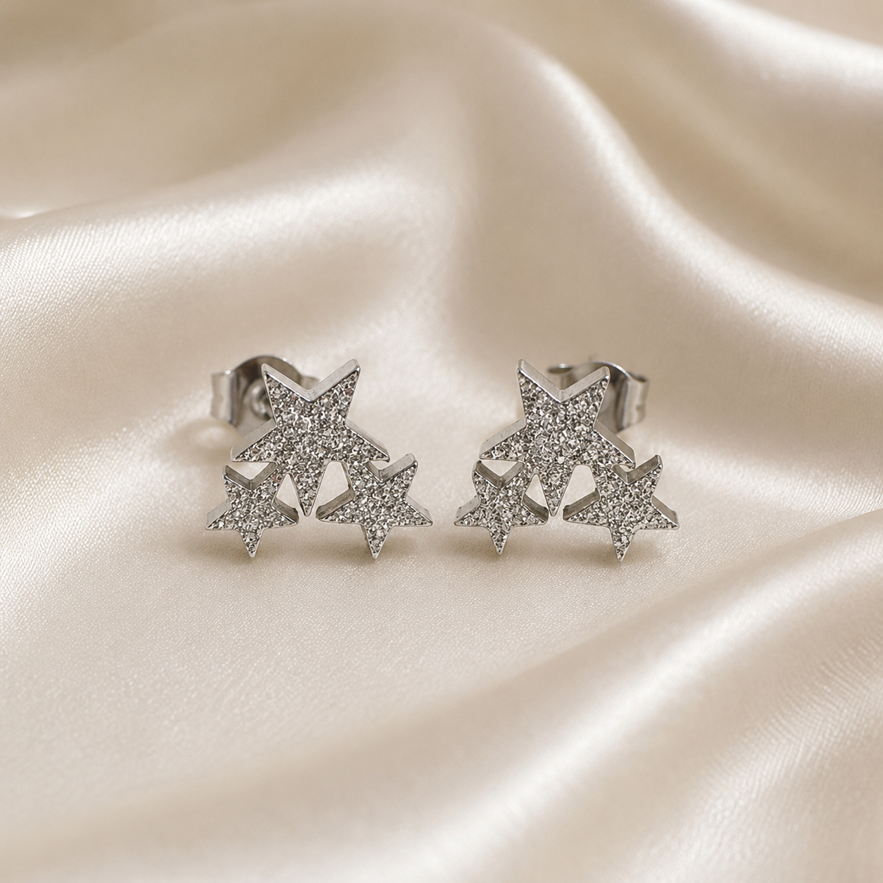 Ashlyn Triple Star Studs | Waterproof 18k Gold & Silver