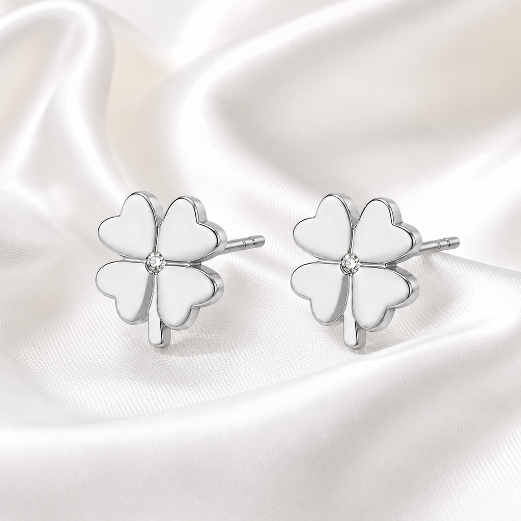 Alba Bloom Clover Studs | Waterproof 18k Gold & Silver