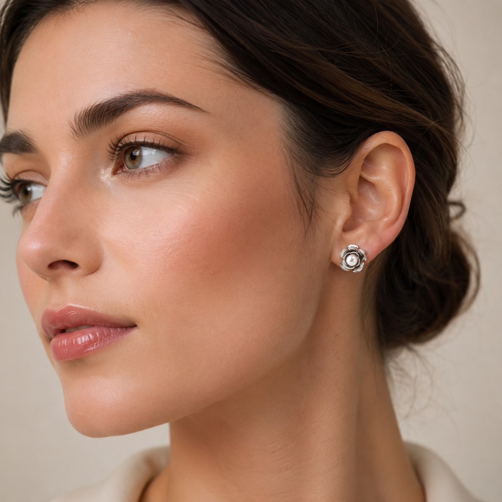 Adelade Romantic Rose Studs | Waterproof Steel Silver