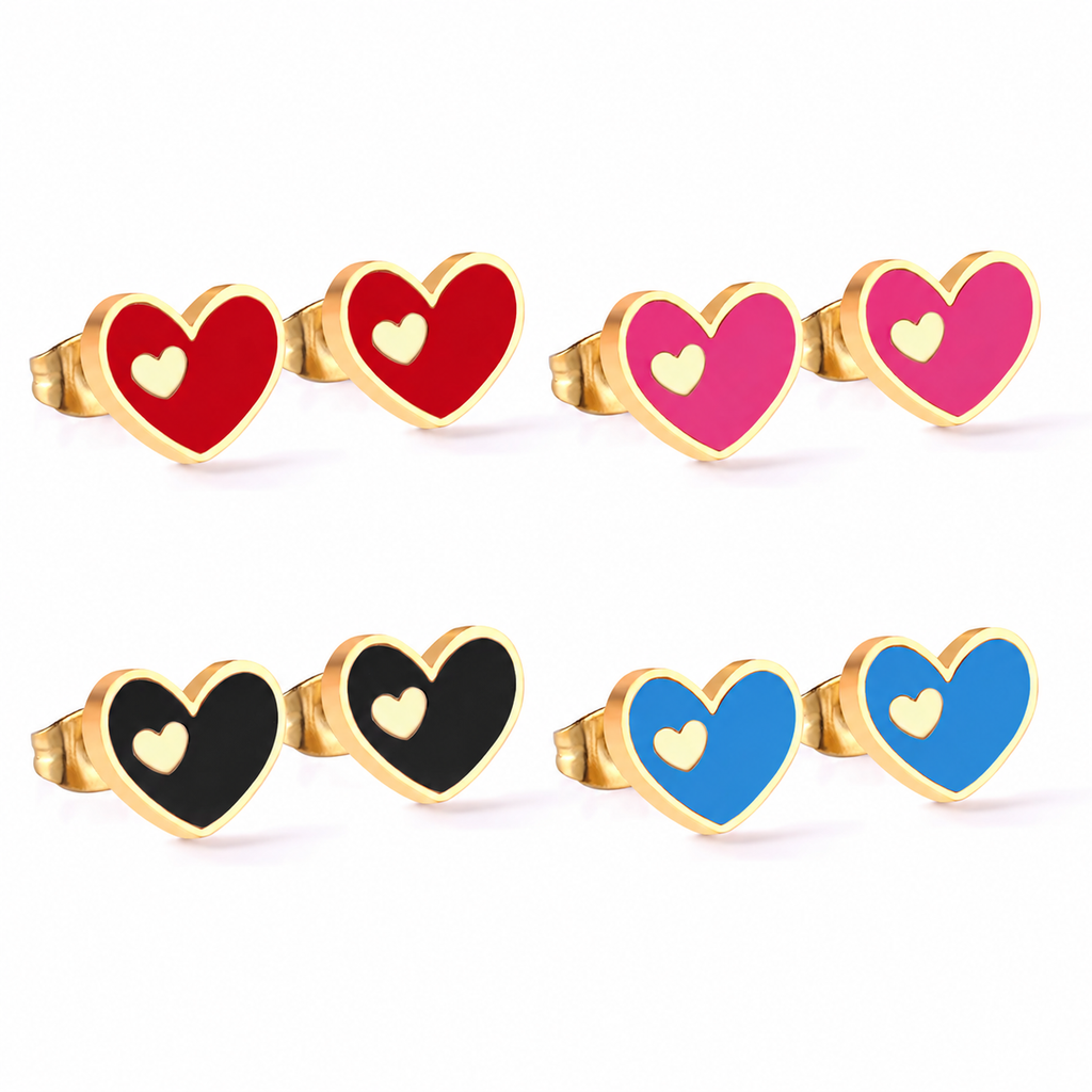 Jora Heart in Heart | Waterproof 18k Gold - 4 Colors