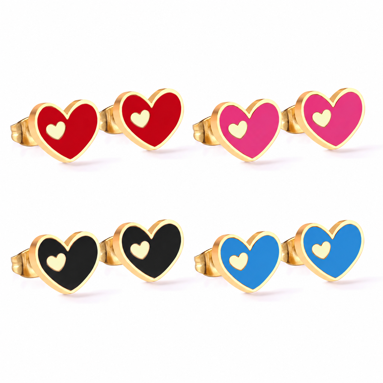 Jora Heart in Heart | Waterproof 18k Gold - 4 Colors