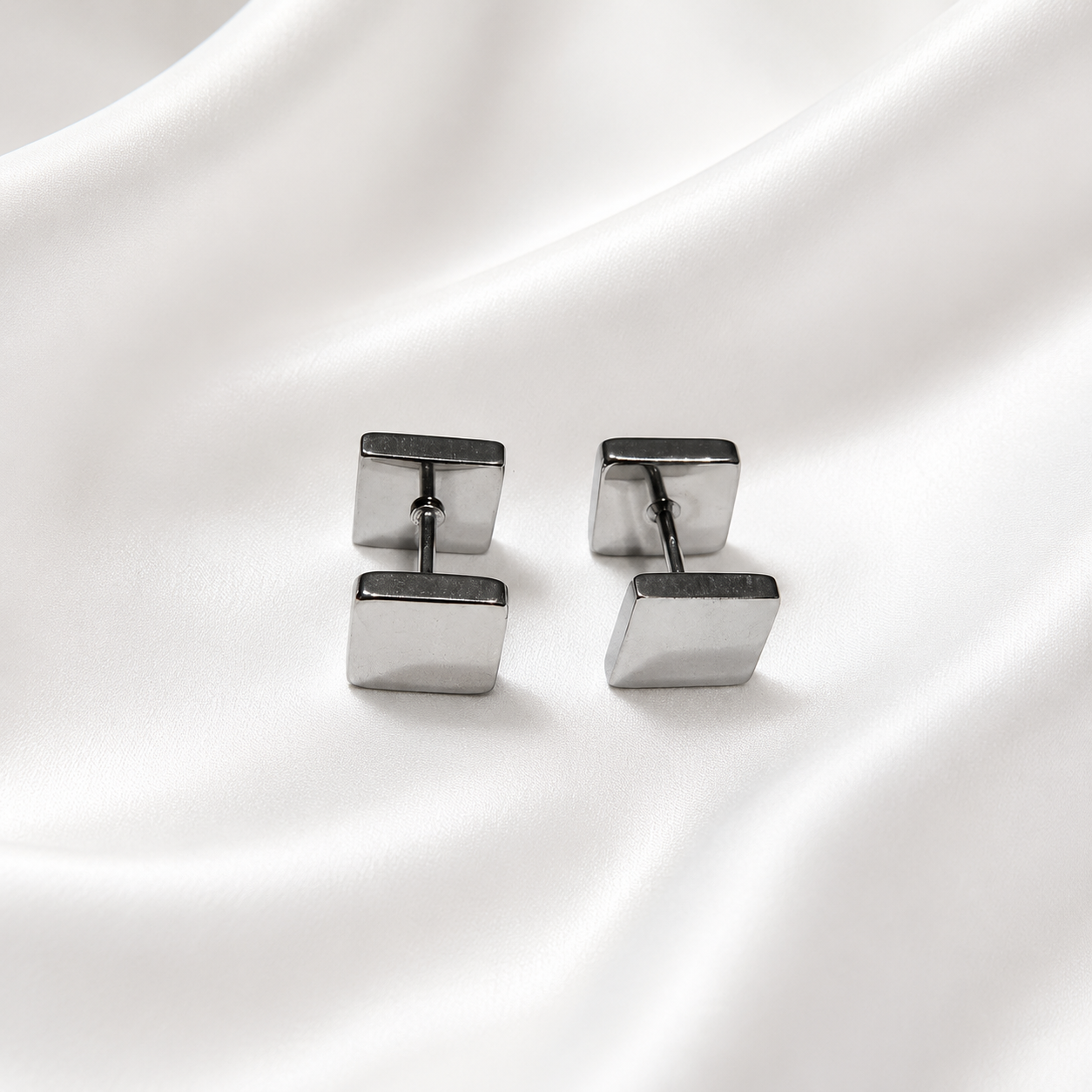 Anna Square Comfort Back Studs | Waterproof 18k Gold & Silver