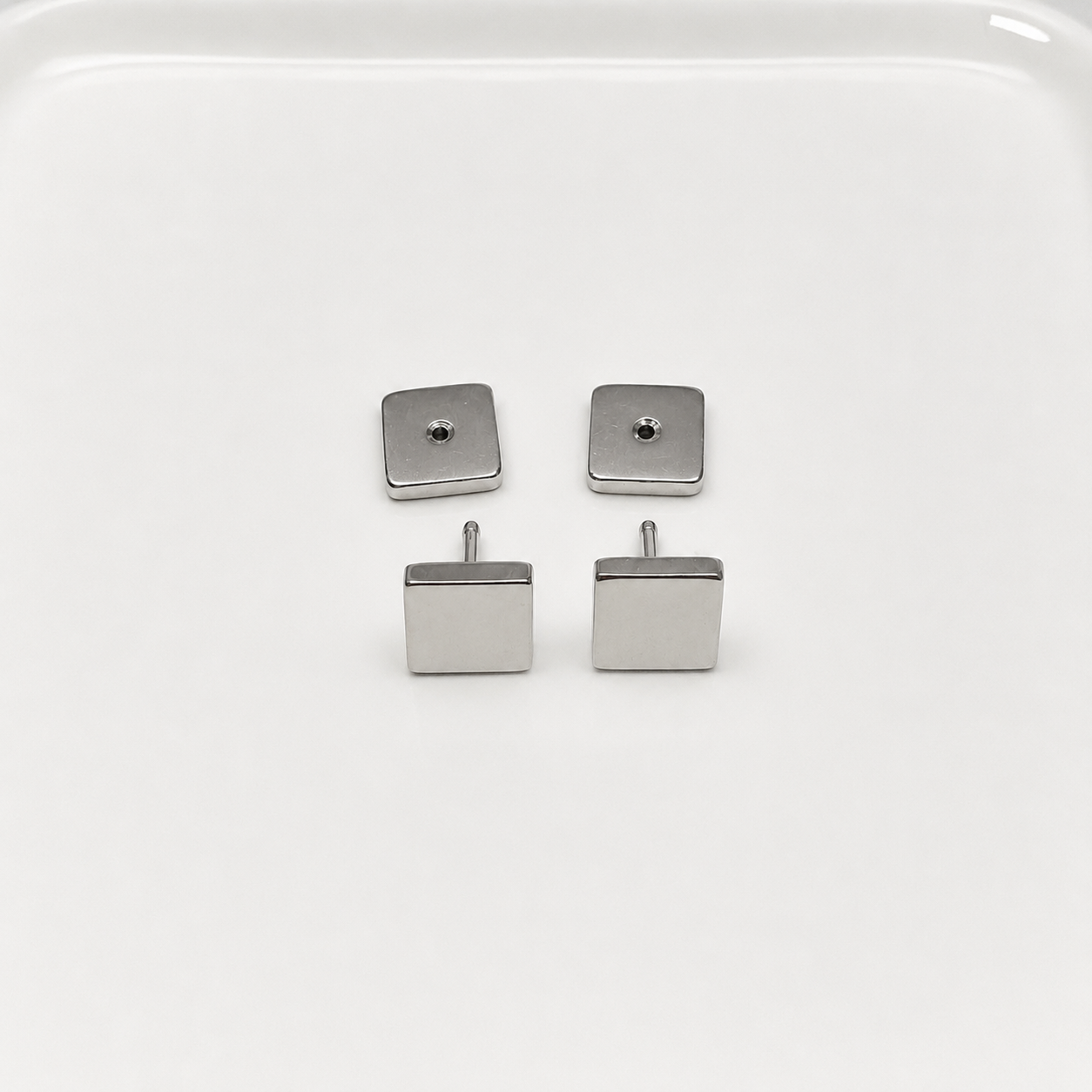 Anna Square Comfort Back Studs | Waterproof 18k Gold & Silver