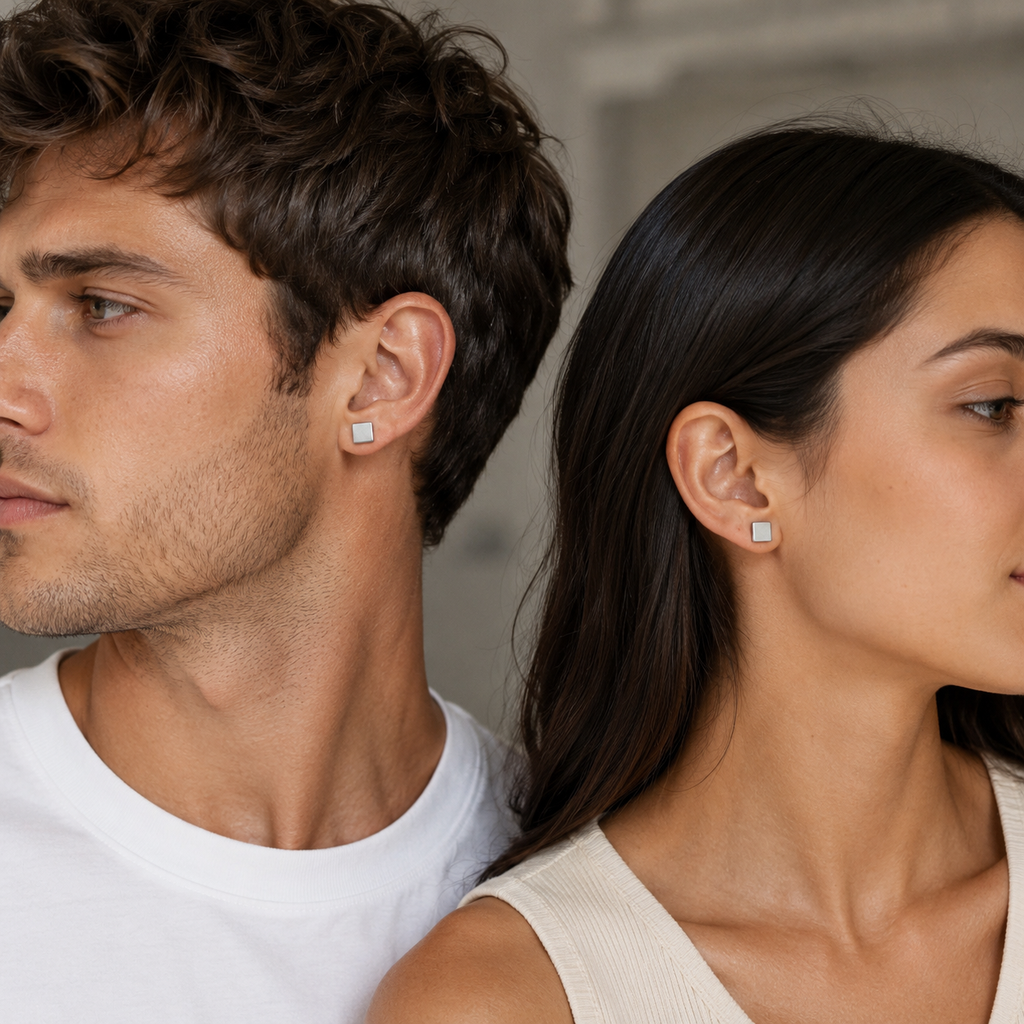 Anna Square Comfort Back Studs | Waterproof 18k Gold & Silver