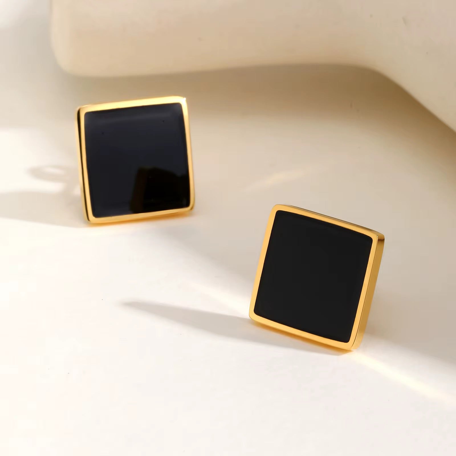 Ravana Square Comfort Back Studs | Waterproof 18K Gold & Silver